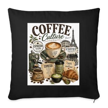 Kaffeekultur Paris Café Collage - Sofakissenbezug 45 x 45 cm - Schwarz - Vorne