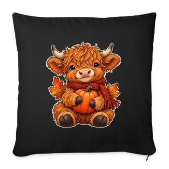 Gemütliche Highland-Kuh - Sofakissenbezug 45 x 45 cm - Schwarz - Vorne