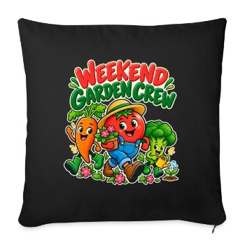 Wochenend-Gartenteam: Lustige Gemüse - Sofakissenbezug 45 x 45 cm - Schwarz - Vorne