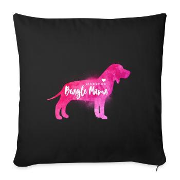 Liebende Beagle Mama - Sofakissenbezug 45 x 45 cm - Schwarz - Vorne