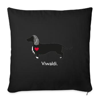 Dackel Viwaldi - der stilvolle Sänger - Sofakissenbezug 45 x 45 cm - Schwarz - Vorne