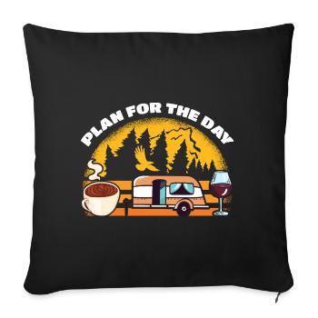 Plan Pour Le jour Café Camping Boire vin - Housse de coussin décorative 45 x 45 cm - noir - Devant