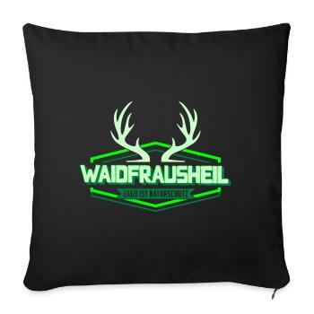 Waidfrausheil | Les couleurs peuvent être changées - Housse de coussin décorative 45 x 45 cm - noir - Devant