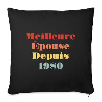 Meilleure Épouse Depuis 1980 - Anniversaire de mar - Housse de coussin décorative 45 x 45 cm - noir - Devant