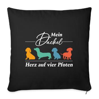 Dackel Herz auf vier Pfoten. Dackelsilhouetten - Sofakissenbezug 45 x 45 cm - Schwarz - Vorne