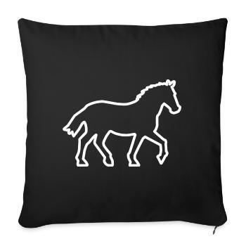 Pferd / Horse - Kontur weiß - Sofakissenbezug 45 x 45 cm - Schwarz - Vorne