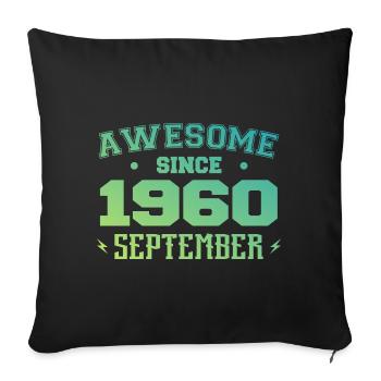 September 1960 Geburtstagsgeschenk September 1960 - Sofakissenbezug 45 x 45 cm - Schwarz - Vorne
