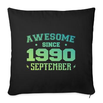 September 1990 Geburtstagsgeschenk September 1990 - Sofakissenbezug 45 x 45 cm - Schwarz - Vorne
