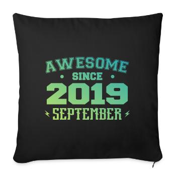 September 2019 Geburtstagsgeschenk September 2019 - Sofakissenbezug 45 x 45 cm - Schwarz - Vorne