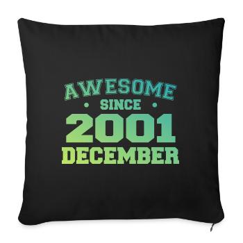 Anniversaire Décembre 2001 - Cadeau Decembre 2001 - Housse de coussin décorative 45 x 45 cm - noir - Devant