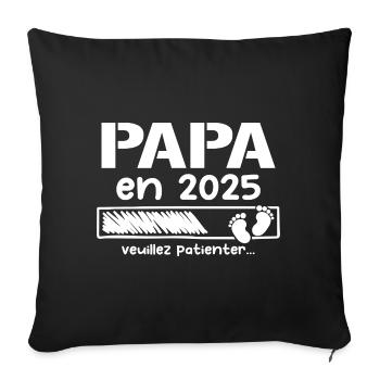 Papa en 2025 cadeaux futur père - Housse de coussin décorative 45 x 45 cm - noir - Devant