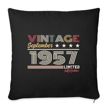 Vintage Septembre 1957 Septembre 1957 September - Housse de coussin décorative 45 x 45 cm - noir - Devant