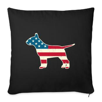 4th of July Bull Terrier Dog American Flag USA - Sofakissenbezug 45 x 45 cm - Schwarz - Vorne
