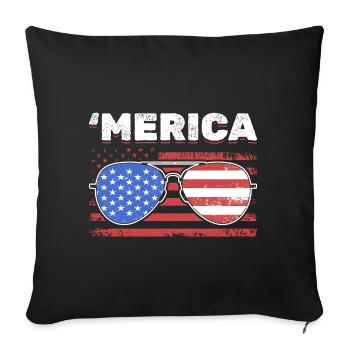 Amerikanische Flagge Sonnenbrille USA Merica - Sofakissenbezug 45 x 45 cm - Schwarz - Vorne