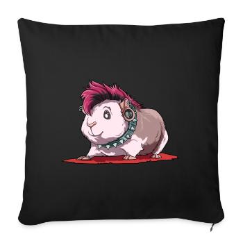 Meerschweinchen als Punker - Sofakissenbezug 45 x 45 cm - Schwarz - Vorne
