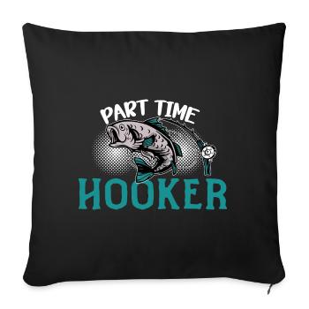 Pêcheur pêcheur pêche pêche idée cadeau humour - Housse de coussin décorative 45 x 45 cm - noir - Devant