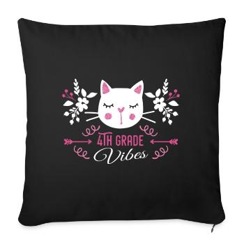 4th grade | Grade Vibes Back to School Cute Cat - Housse de coussin décorative 45 x 45 cm - noir - Devant