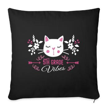 5th grade | Grade Vibes Back to School Cute Cat - Housse de coussin décorative 45 x 45 cm - noir - Devant