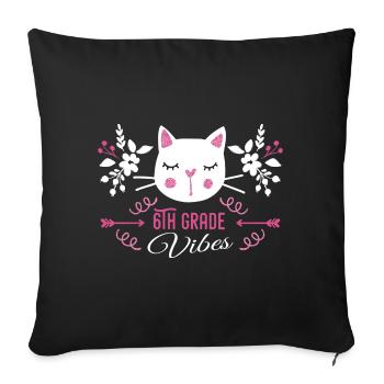 6th grade | Grade Vibes Back to School Cute Cat - Housse de coussin décorative 45 x 45 cm - noir - Devant