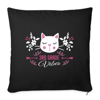 3rd grade | Grade Vibes Back to School Cute Cat - Housse de coussin décorative 45 x 45 cm - noir - Devant