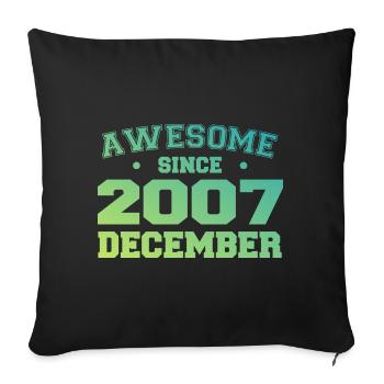 Anniversaire Décembre 2007 - Cadeau Decembre 2007 - Housse de coussin décorative 45 x 45 cm - noir - Devant