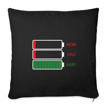 Mom Dad Baby - Sofa pillowcase 17,3'' x 17,3'' (45 x 45 cm) - black - Front