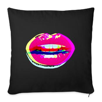 Sexy Lips 2 crossed neon colored - Sofa pillowcase 17,3'' x 17,3'' (45 x 45 cm) - black - Front
