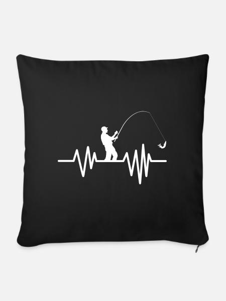 Angeln Herzschlag Shirt - Sofakissenbezug 45 x 45 cm - Schwarz