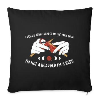 Je sauve du fil piégé dans le tricot de l’atelier de fil - Housse de coussin décorative 45 x 45 cm - noir - Devant