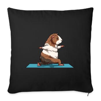 Yoga Meerscheinchen Yogaübung Stretching Dehnen - Sofakissenbezug 45 x 45 cm - Schwarz - Vorne