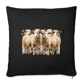 Troupeau de moutons dans la gestion du paysage - Housse de coussin décorative 45 x 45 cm - noir - Devant