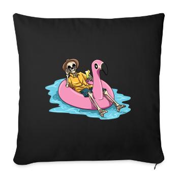 Strand Pool Flamingo Cocktail Baden - Sofakissenbezug 45 x 45 cm - Schwarz - Vorne