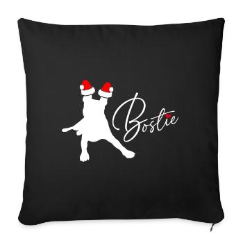 Boston Terrier Bostie als Weihnachtsmann - Sofakissenbezug 45 x 45 cm - Schwarz - Vorne