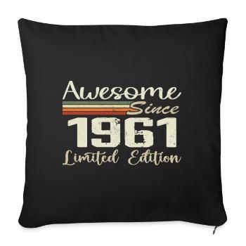 Anniversaire 63 Ans Millésime 1961 Cadeau 1961 - Housse de coussin décorative 45 x 45 cm - noir - Devant