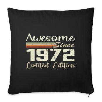 Anniversaire 52 Ans Millésime 1972 Cadeau 1972 - Housse de coussin décorative 45 x 45 cm - noir - Devant