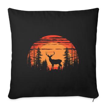 Deer Forest Roe Deer Nature Sunset - Sofa pillowcase 17,3'' x 17,3'' (45 x 45 cm) - black - Front