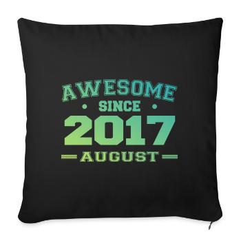 2017 Août Année Naissance Anniversaire Août 2017 - Housse de coussin décorative 45 x 45 cm - noir - Devant