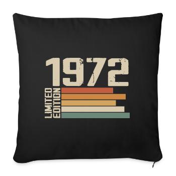 1972 Vintage - Retro 1972 Cadeau Anniversaire 1972 - Housse de coussin décorative 45 x 45 cm - noir - Devant