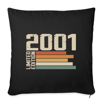 2001 Vintage - Retro 2001 Cadeau Anniversaire 2001 - Housse de coussin décorative 45 x 45 cm - noir - Devant