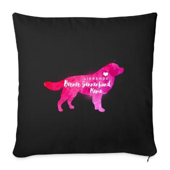 Liebende Berner Sennenhund Mama - Sofakissenbezug 45 x 45 cm - Schwarz - Vorne