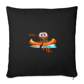 Lustige Kajak Kanu Eule Geschenk Shirt - Housse de coussin décorative 45 x 45 cm - noir - Devant