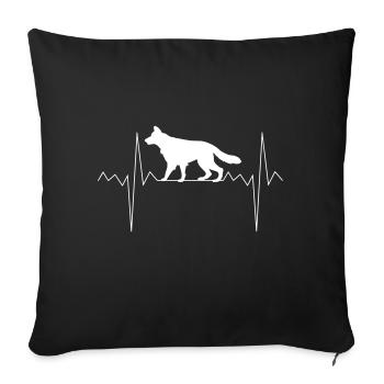 Heart Rate Heartbeat Shepherd Dog Gift - Sofa pillowcase 17,3'' x 17,3'' (45 x 45 cm) - black - Front