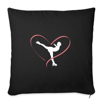 Patinage artistique Danse sur glace Patinage sur glace Femmes Filles - Housse de coussin décorative 45 x 45 cm - noir - Devant