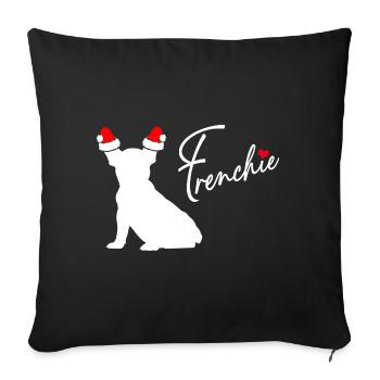 Französische Bulldogge Frenchie mit Nikolausmütze - Sofakissenbezug 45 x 45 cm - Schwarz - Vorne