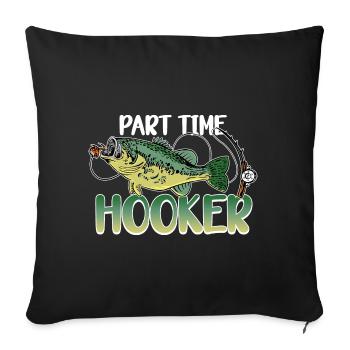 Pêche, pêcheur, pêcheur, idée cadeau, humour - Housse de coussin décorative 45 x 45 cm - noir - Devant