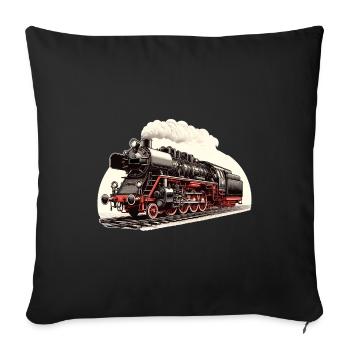 Illustration einer klassischen Dampflok - Sofakissenbezug 45 x 45 cm - Schwarz - Vorne
