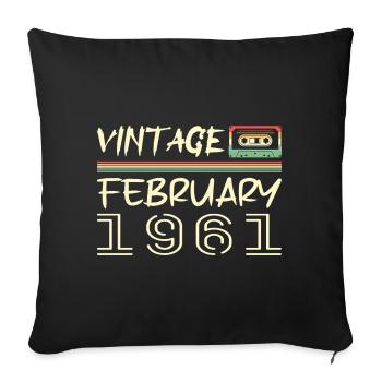 février 1961 meilleur cadeau février 1961 february - Housse de coussin décorative 45 x 45 cm - noir - Devant