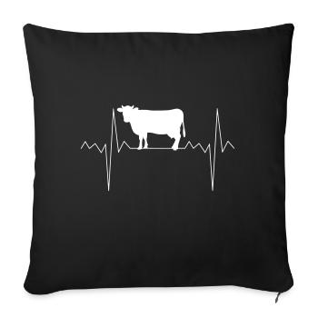 Heart Rate Heartbeat Cow Cows Farmer Gift - Sofa pillowcase 17,3'' x 17,3'' (45 x 45 cm) - black - Front