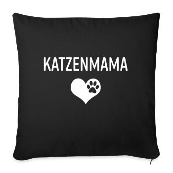 Katzenmama Katze Mieze Katzenliebhaber Geschenk - Sofakissenbezug 45 x 45 cm - Schwarz - Vorne