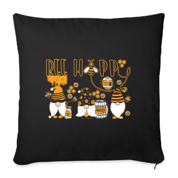 Happy Bee Gnome Honey Beekeeping - Sofa pillowcase 17,3'' x 17,3'' (45 x 45 cm) - black - Front